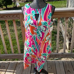 Ann Klein Colorful Floral Sleeveless Dress - Pink, Orange & Teal NWT size 10